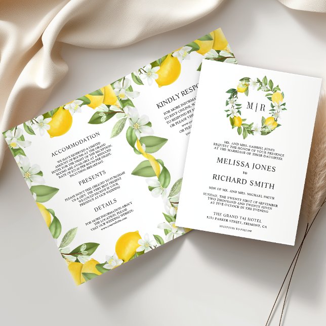 Rustic Citrus Lemon Orchard QR Code Wedding Invitation (Creator Uploaded)