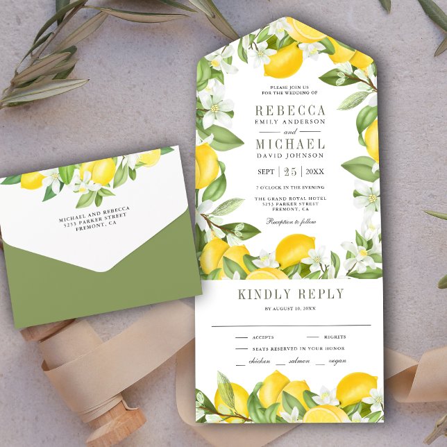 Rustic Citrus Lemon Orchard Wedding All In One Invitation (Creator Uploaded)