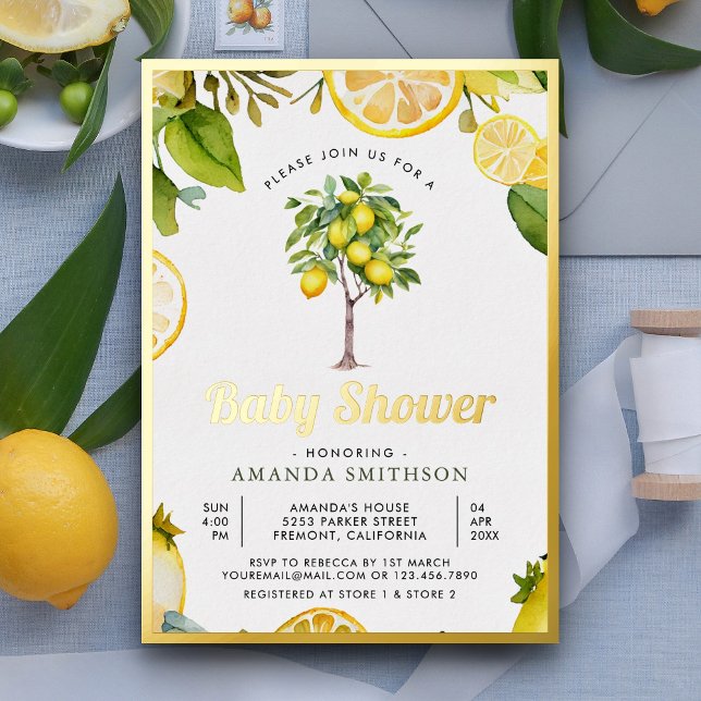 Rustic Citrus Lemon Tree Baby Shower Gold (Creator Uploaded)