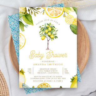 Rustic Citrus Lemon Tree Baby Shower Invitation