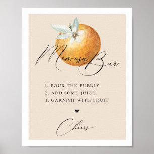 Rustic Citrus Orange Mum-osa Bar Poster