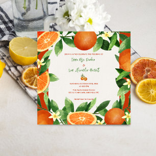 Rustic Citrus Orchard Magnetic Wedding Invitation