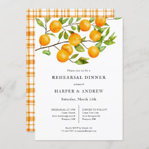 Rustic Citrus Wedding Rehearsal Dinner Invitation