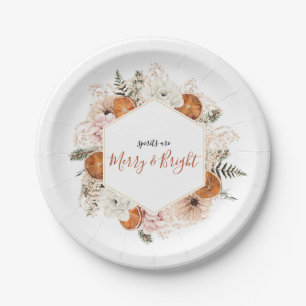 Rustic Citrus Wreath Merry and Bright Paper Plate