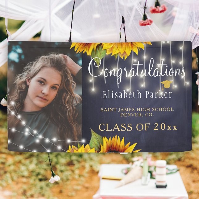 Rustic class of 2024 sunflower congrats grad PHOTO Banner (Creator Uploaded)