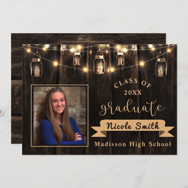 Rustic Class Of 2025 Graduation Photo Announcement (Front/Back)
