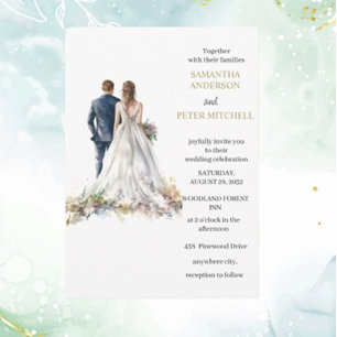 Rustic Classic Boho Floral wedding invitation