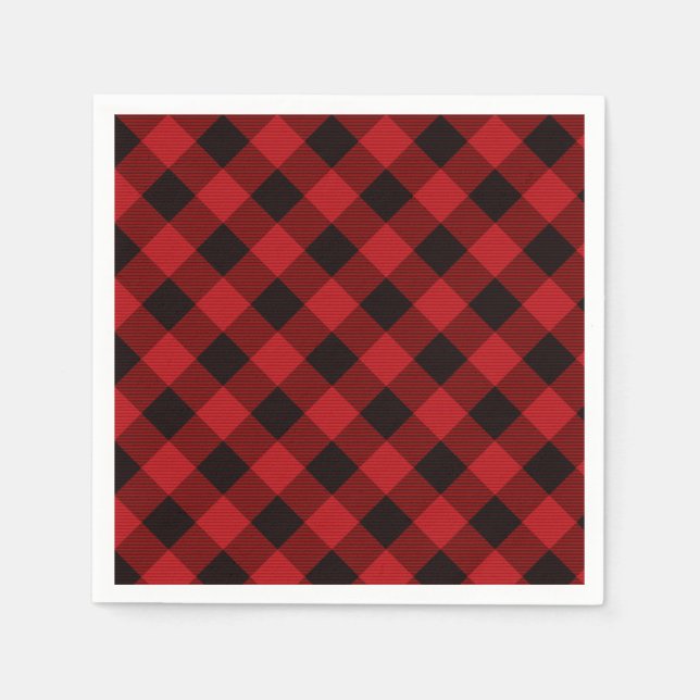 Rustic classic buffalo red plaid napkin (Front)