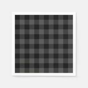 Rustic classic grey and black plaid napkin