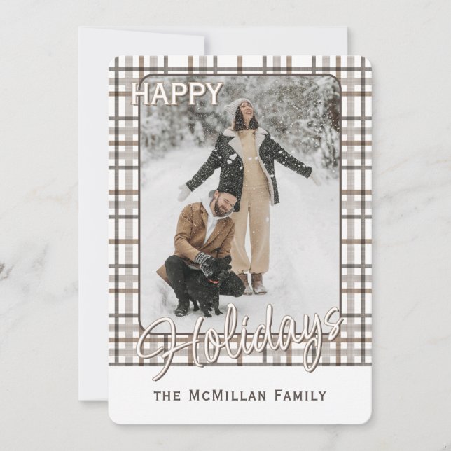 Rustic Classy Elegant Plaid Pattern Holiday Card (Front)