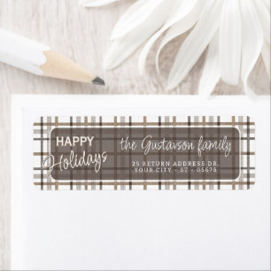 Rustic Classy Elegant Plaid Pattern Holiday Return Address Label