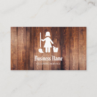 Rustic Cleaning Service Business Card Double Sided