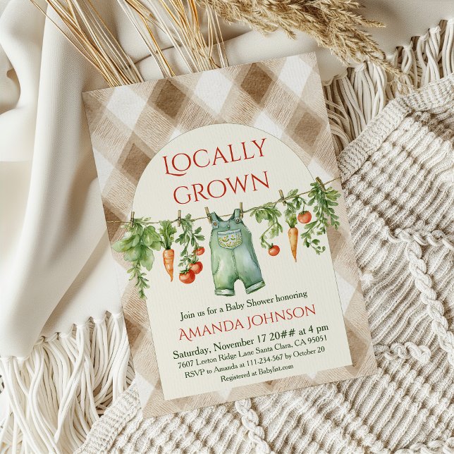 Rustic Clothesline Farm Locally Grown Baby Shower Invitation (Creator Uploaded)