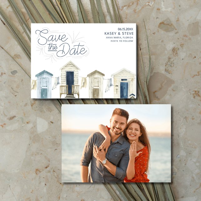 Rustic Coastal Beach Wedding Photo Save the Date  (Rustic Coastal Beach Wedding Photo Save the Date)