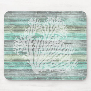 Rustic Coastal Coral Mouse Pad