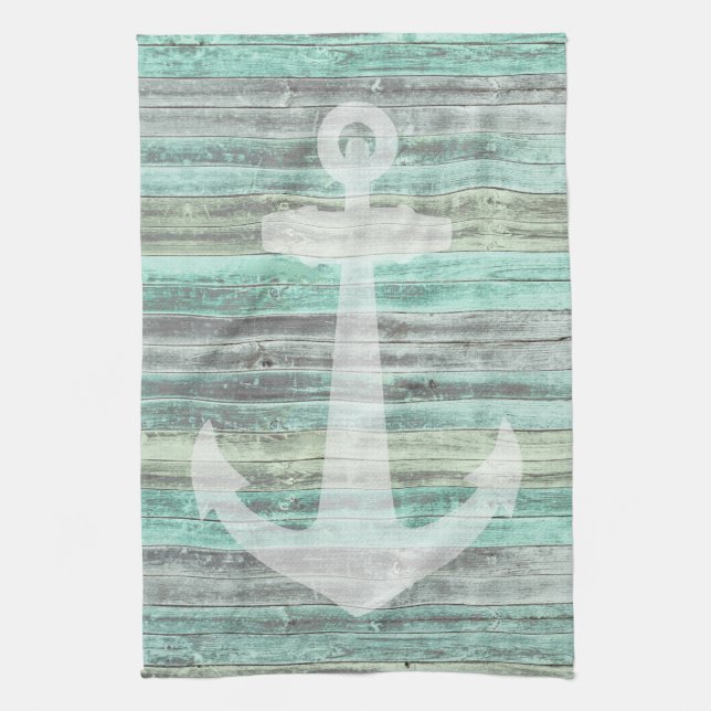 Rustic Coastal Decor Anchor Tea Towel (Vertical)