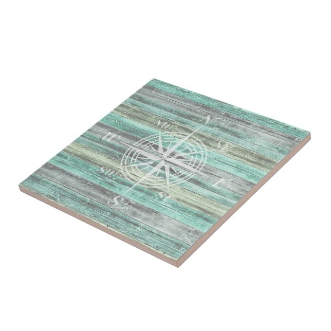 Rustic Coastal Decor Compass Rose Tile (Side)