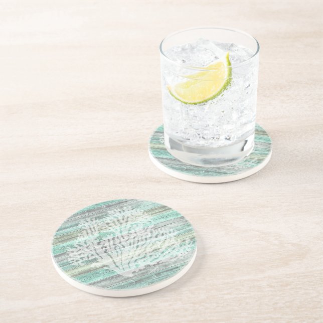Rustic Coastal Decor Coral Coaster (Side)
