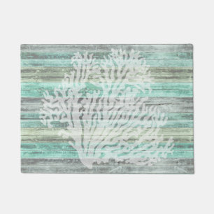 Rustic Coastal Decor Coral Doormat