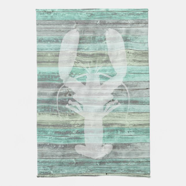 Rustic Coastal Decor Lobster Tea Towel (Vertical)