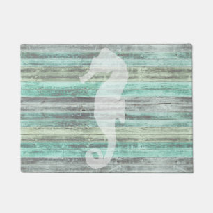 Rustic Coastal Decor Seahorse Doormat