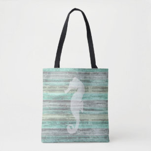 Rustic Coastal Decor Seahorse Tote Bag
