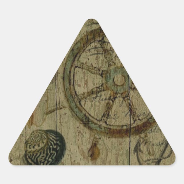 Rustic Coastal Navigator seashells Nautical Triangle Sticker (Front)