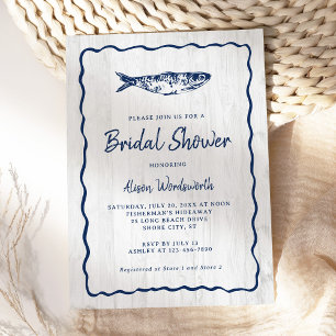 Rustic Coastal Sardine Fish Bridal Shower Invitation