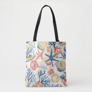 Rustic Coastal - Seashells, Starfish, Reef (10) Tote Bag