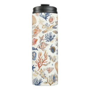 Rustic Coastal - Seashells, Starfish, Reef (12) Thermal Tumbler