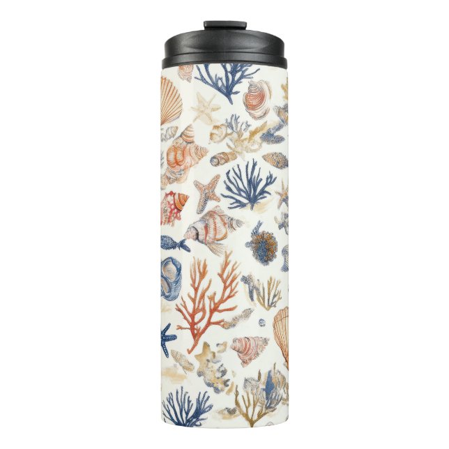 Rustic Coastal - Seashells, Starfish, Reef (12) Thermal Tumbler (Front)