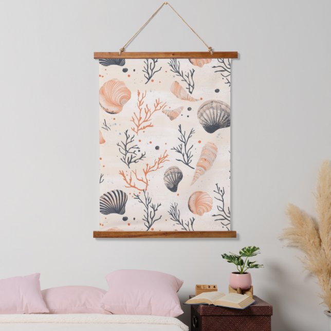 Rustic Coastal - Seashells, Starfish, Reef (13) Hanging Tapestry (Bedroom)