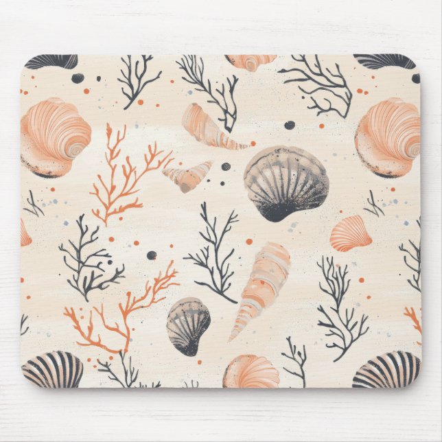 Rustic Coastal - Seashells, Starfish, Reef (13) Mouse Pad (Front)