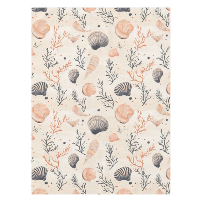 Rustic Coastal - Seashells, Starfish, Reef (13) Tablecloth (Front)
