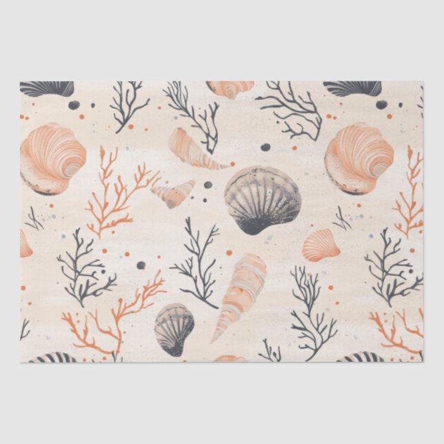 Rustic Coastal - Seashells, Starfish, Reef (13) Tissue Paper (Front)