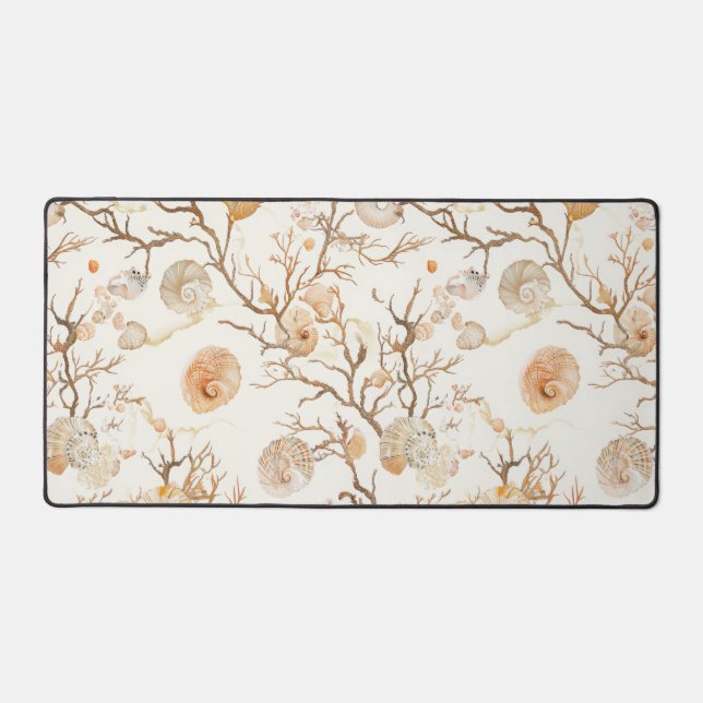 Rustic Coastal - Seashells, Starfish, Reef (14) Desk Mat (Front)