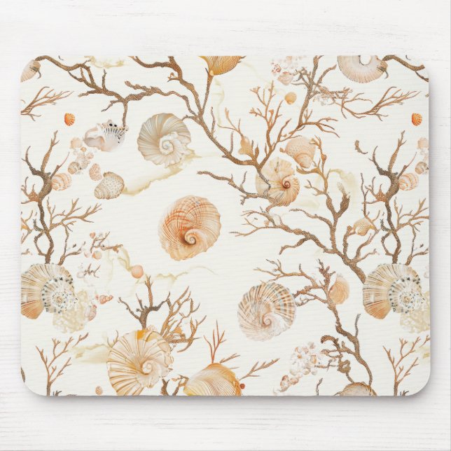 Rustic Coastal - Seashells, Starfish, Reef (14) Mouse Pad (Front)