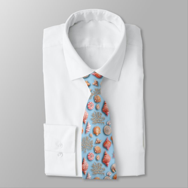 Rustic Coastal - Seashells, Starfish, Reef (15) Tie (Tied)