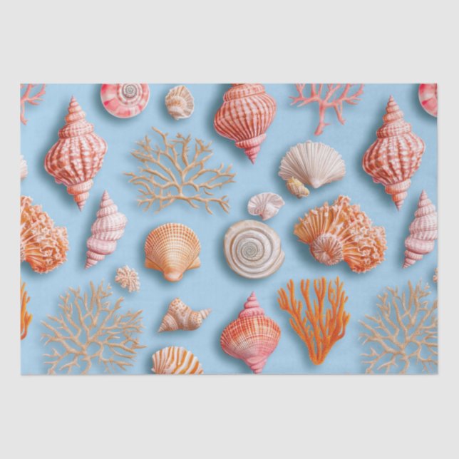 Rustic Coastal - Seashells, Starfish, Reef (15) Tissue Paper (Front)