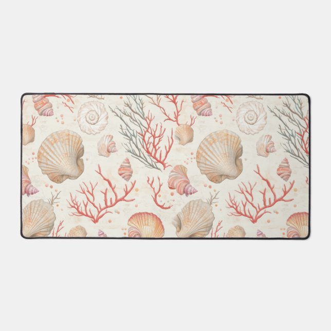 Rustic Coastal - Seashells, Starfish, Reef (16) Desk Mat (Front)