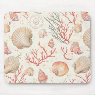 Rustic Coastal - Seashells, Starfish, Reef (16) Mouse Pad