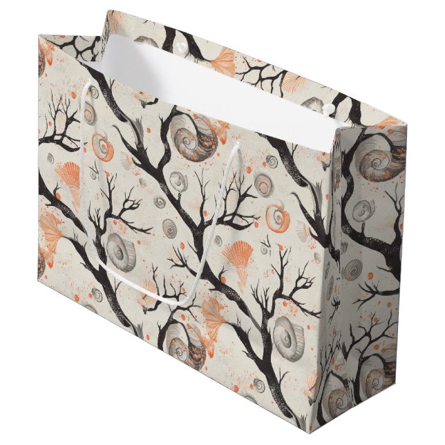 Rustic Coastal - Seashells, Starfish, Reef (17) Large Gift Bag (Front Angled)