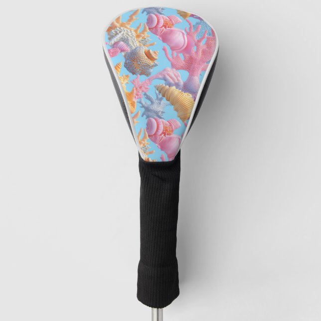 Rustic Coastal - Seashells, Starfish, Reef (18) Golf Head Cover (Front)