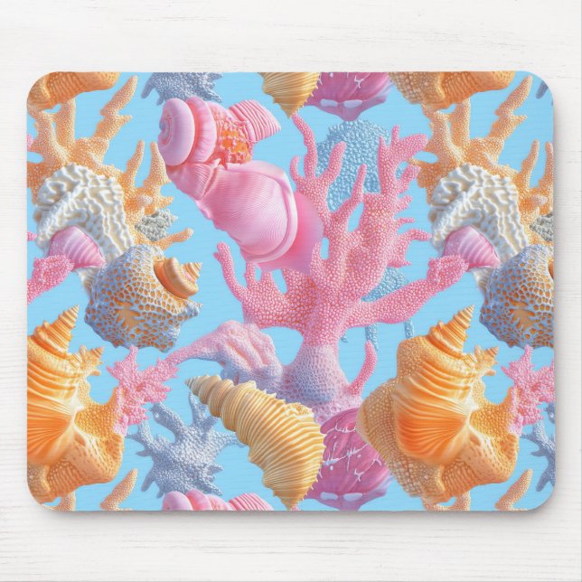 Rustic Coastal - Seashells, Starfish, Reef (18) Mouse Pad (Front)