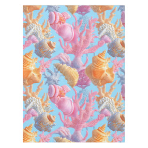 Rustic Coastal - Seashells, Starfish, Reef (18) Tablecloth