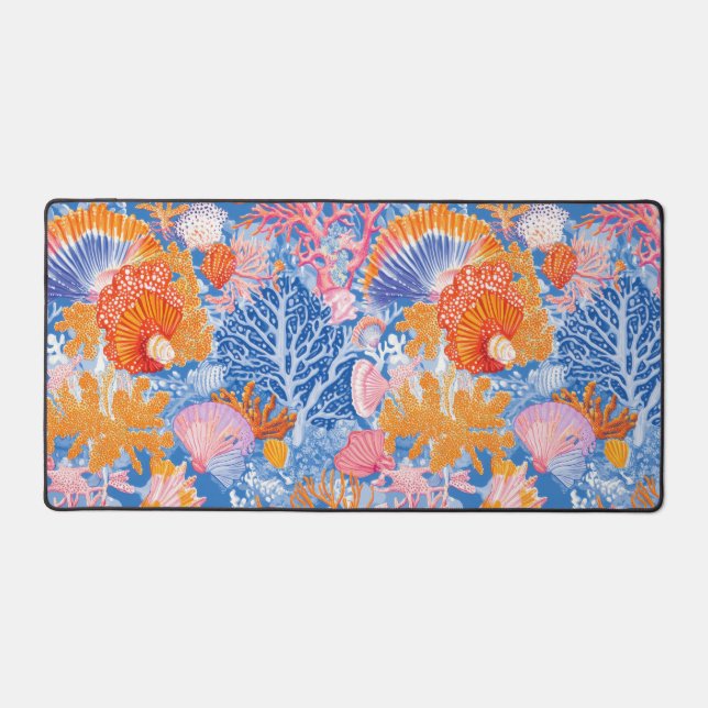 Rustic Coastal - Seashells, Starfish, Reef (19) Desk Mat (Front)