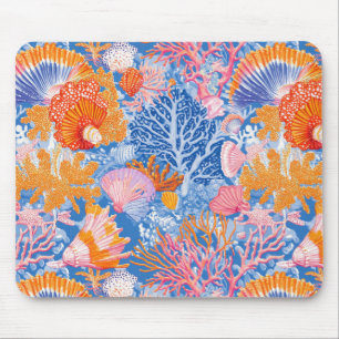 Rustic Coastal - Seashells, Starfish, Reef (19) Mouse Pad