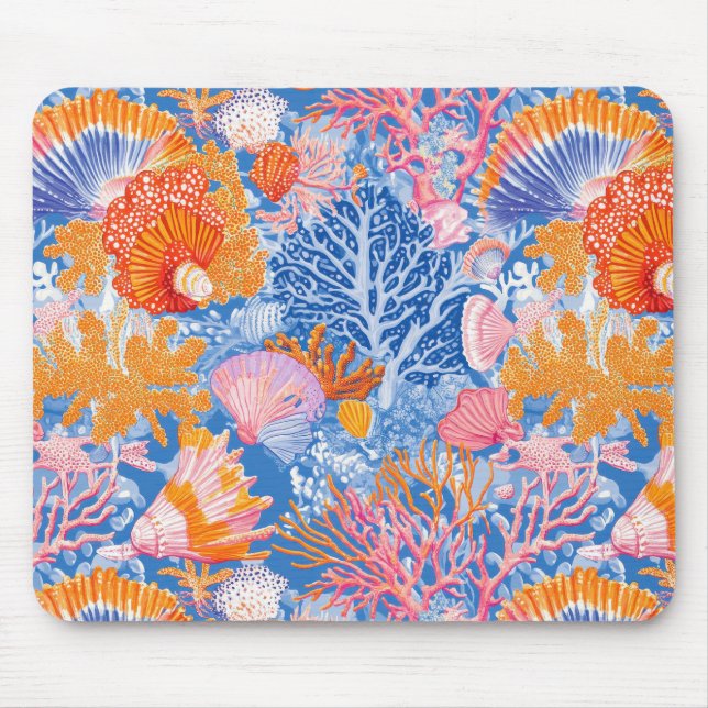 Rustic Coastal - Seashells, Starfish, Reef (19) Mouse Pad (Front)