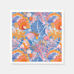 Rustic Coastal - Seashells, Starfish, Reef (19) Napkin