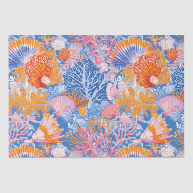 Rustic Coastal - Seashells, Starfish, Reef (19) Tissue Paper (Front)